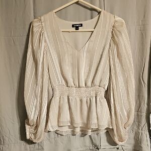 Express Cream Striped Blouse